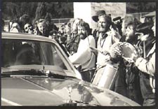 Drive-By in Oregon 1985 Milarepa center/right, holding drum sticks